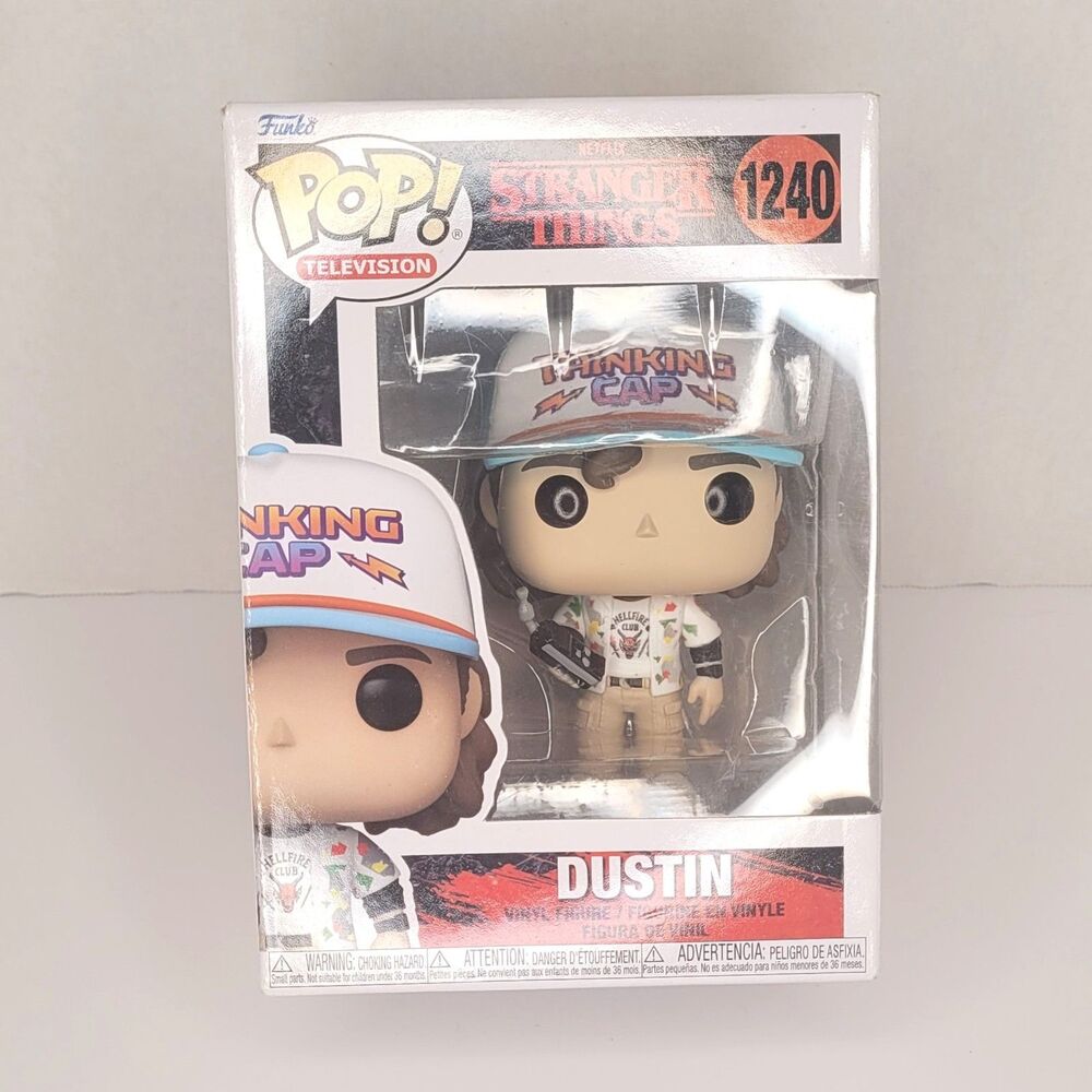 Funko Pop Stranger Things Dustin #1240 Vinyl Figure Thinking Cap Hellfire NIB
